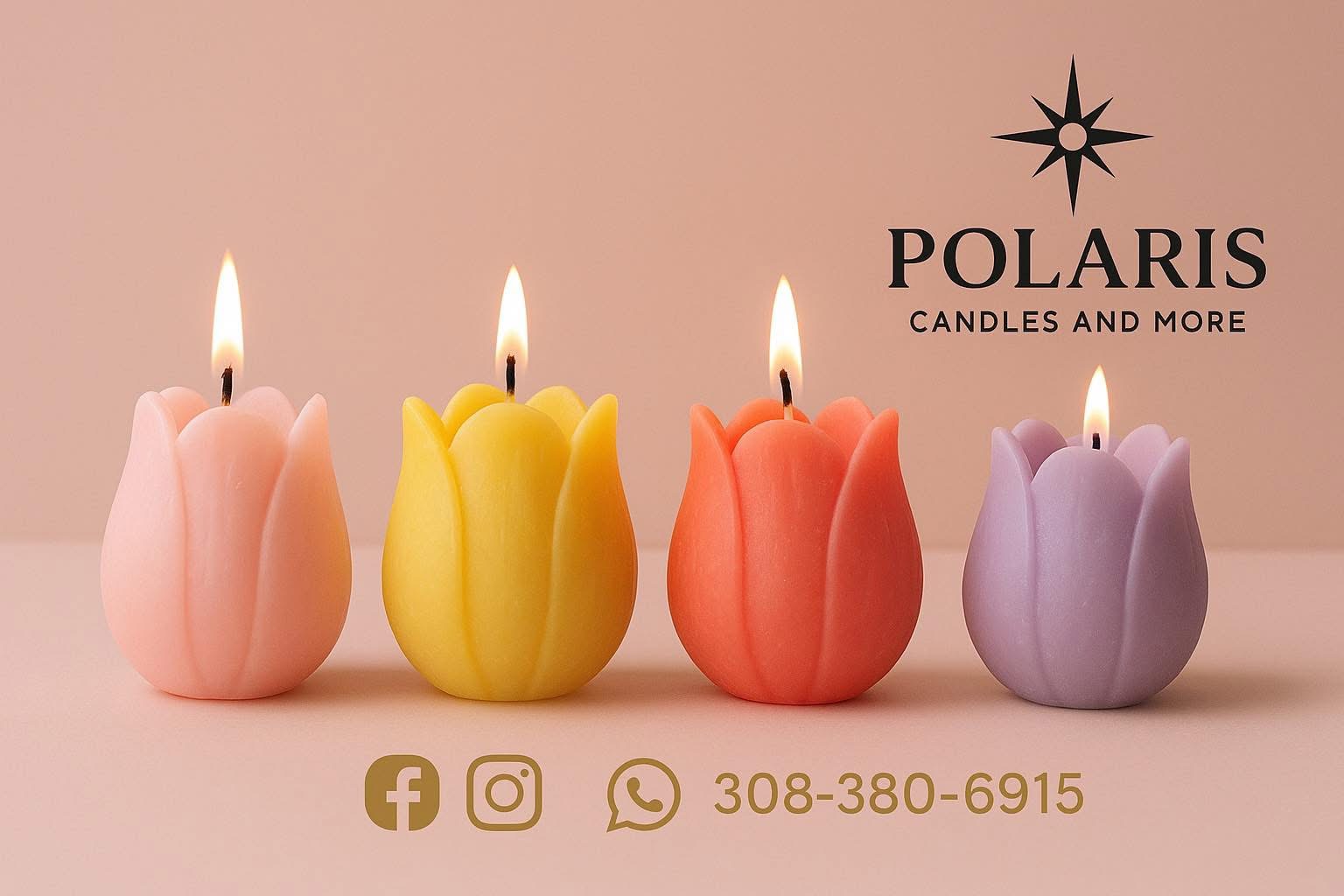 Tulipanes decorativos, vela decorativa artesanal