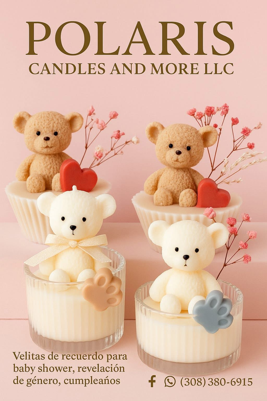 Velas de ositos para baby shower